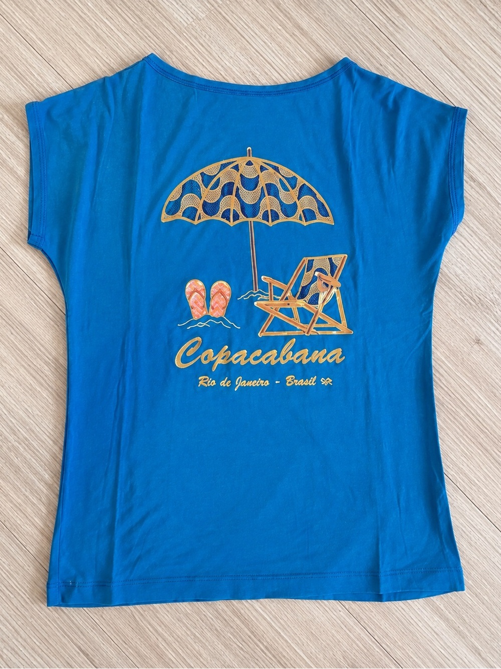 Rio | BLUE Gold Round Neck Short Sleeve Top